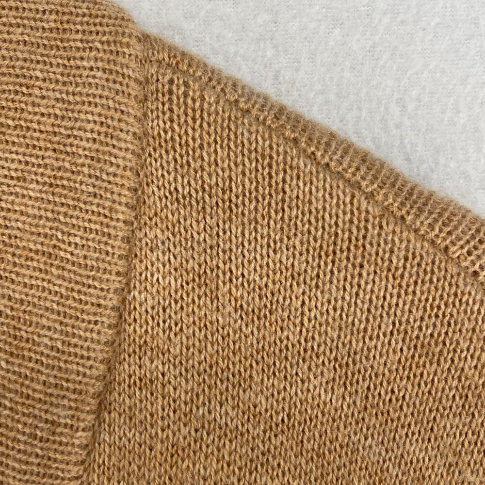 TALBOTS Sweater XL Cardigan Notch Collar Blazer Knit Lambs Wool Blend Camel - Picture 9 of 13